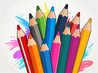 Fototapeta premium Stylish multi-colored pencils,ai generative