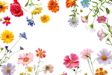 PNG Colorful flowers on white background