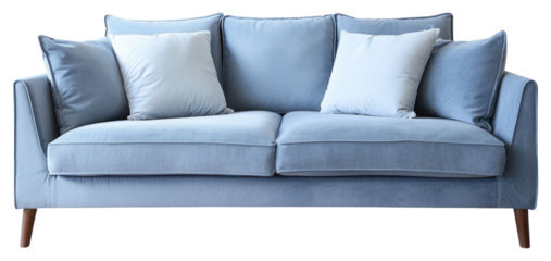 PNG Pastel blue sofa furniture cushion pillow.