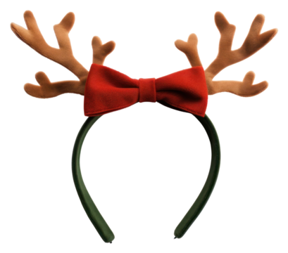 PNG Christmas reindeer antler headwear bow red white background.