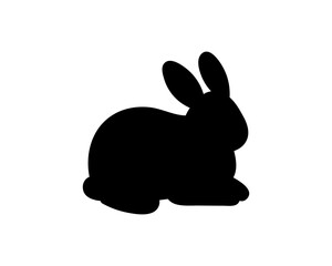 Vector black bunny silhouette. Rabbit icon, illustration.