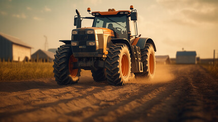 Fototapeta premium tractor on the field