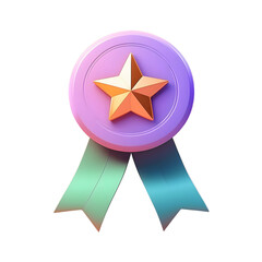 3D rendering medal with a star and ribbon