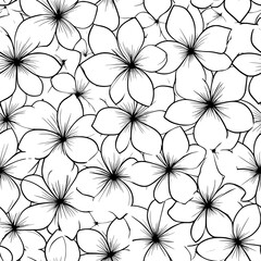 Flower outlines forming a repetitive, layered pattern, seamless pattern vector