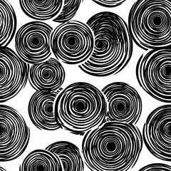 Rows of concentric circles forming a radiating pattern, seamless pattern vector