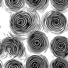 Vertical lines intersecting with concentric circles, seamless pattern vector