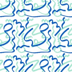 Seamless abstract textured pattern. Simple background with blue, white texture. Digital brush strokes. Lines. Design for textile fabrics, wrapping paper, background, wallpaper, cover.