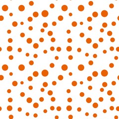 Seamless abstract geometric pattern. Orange, white. Brush strokes texture circles, dots. Digital texture. Illustration. Design for textile fabrics, wrapping paper, background, wallpaper, cover.