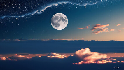 beauty of nature with rising moon over the earth