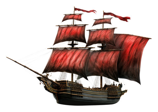 PNG Pirate flag ship sailboat vehicle white background.