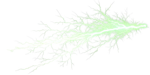 Vertical green lightning bolt isolated on transparent