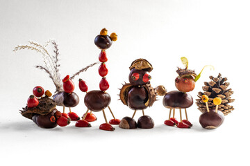 autumnal creative ideas for children, autumn vibes, figures and animals group, funny staff