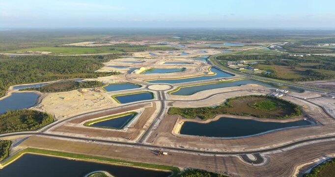 Prepared for building works construction site in Florida rural area. Development of residential housing in US suburbs