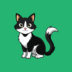 Cute cat mascot black vector illustration isolated on white background