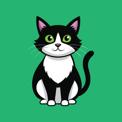 Cute cat mascot black vector illustration isolated on white background