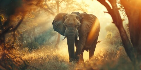 Fototapeta premium African bush elephant strolling gracefully