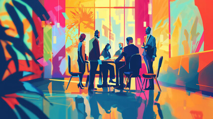 Business Team Drafting Corporate Plans Illustration