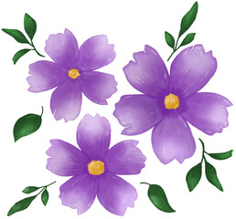 Watercolor paint of violet color flowers.