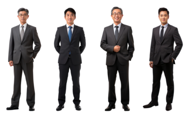 Diverse businessmen full body png cut out element set