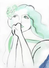 abstract woman portrait. watercolor painting. illustration © Anna Ismagilova