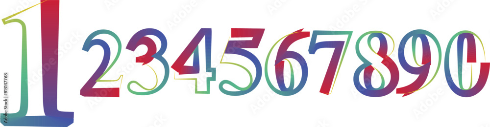 Fototapete vector set of numbers, set numbers, gradient numbers