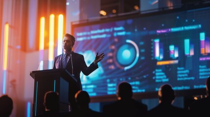 Businessman presenting at a conference.