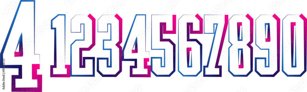 Fototapete vector set of numbers, set numbers, gradient numbers