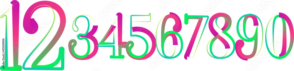 Fototapete vector set of numbers, set numbers, gradient numbers