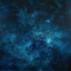 Obraz premium Deep blue night sky with scattered stars, creating an ethereal, dreamy atmosphere in an oil painting style.