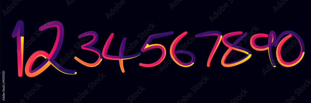 Fototapete vector set of numbers, set numbers, gradient numbers
