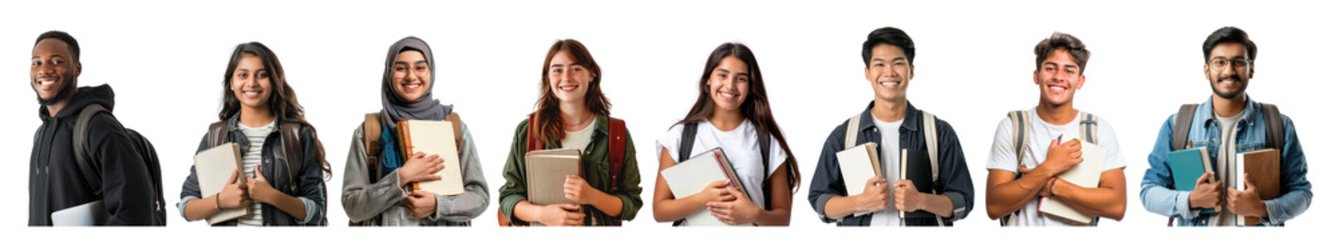 diverse high school student png cut out element set
