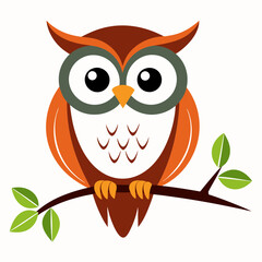 Owl sitting on a tree branch art vector