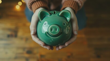 Obraz premium The Green Piggy Bank