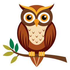 Owl sitting on a tree branch art vector