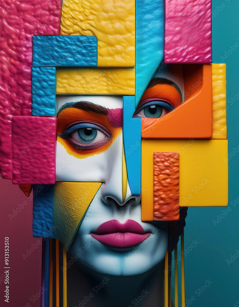 Wall mural Puzzle Face