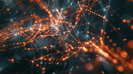 Advanced AI data visualization with interconnected digital nodes.