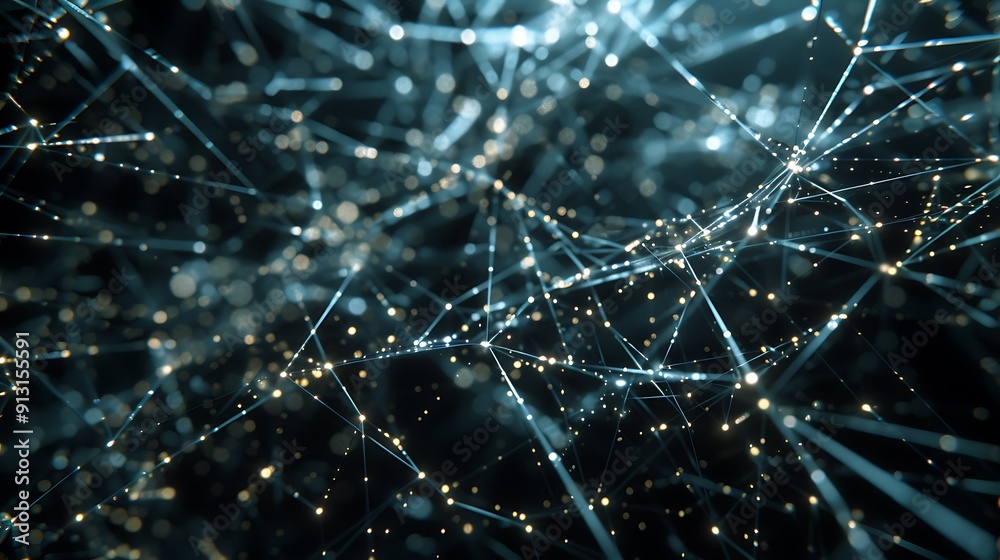 Wall mural ai network visualized as an intricate web of glowing digital threads.
