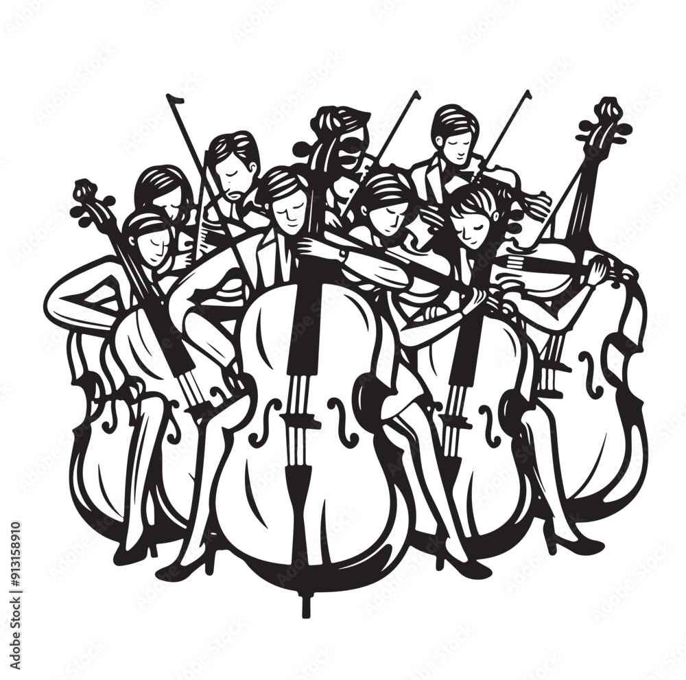 Canvas Prints Hand-drawn sketch of musicians playing Vector illustration