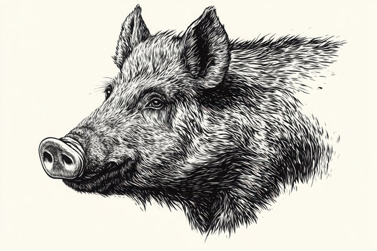 recommend clip art: Wild boar sketch. Engraving style. Vector illustration