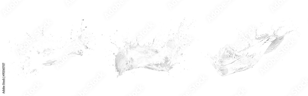 Wall mural water splash png cut out element set