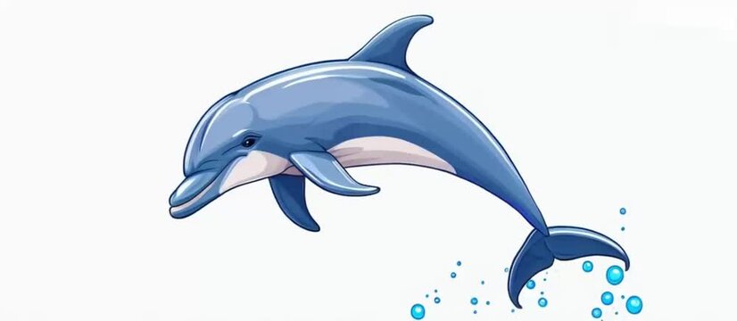 dolphin jumping out of water illustration on isolated background