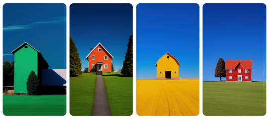 Colorful house  png mobile wallpaper element set