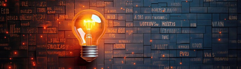 Illuminating Personal Growth: Close-up of a Light Bulb with Motivational Words, Minimalistic Design