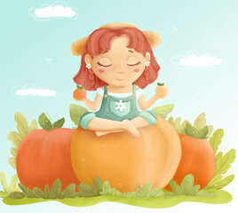 summer girl with peaches