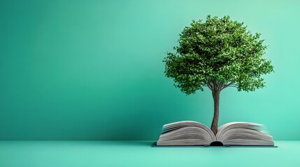 Evolution of Knowledge: Tree Growing from Book in Minimalistic Design