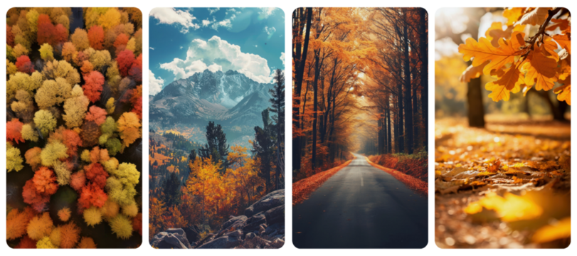 Vibrant autumn landscape  png mobile wallpaper element set