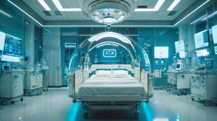 Obraz premium Hospital Room With Bed and Monitors