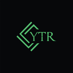 YTR letter logo design on black background