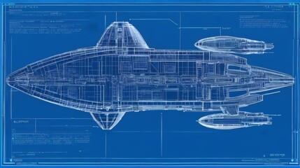 Blueprint Drawing of a Fighter Jet