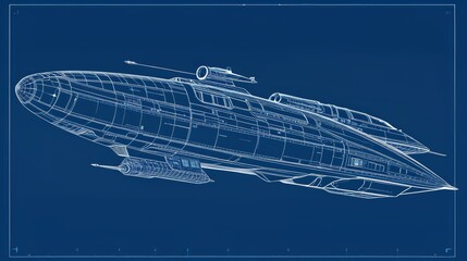 Blueprint Drawing of a Space Ship